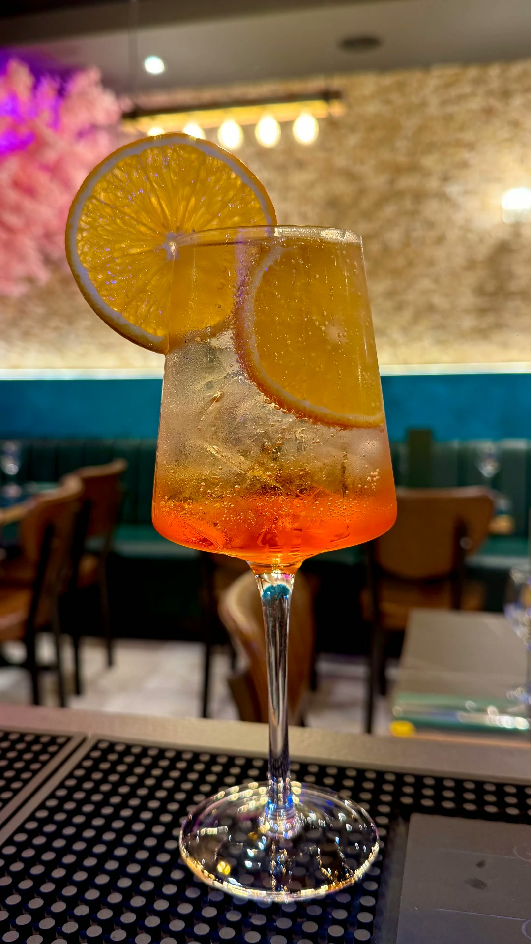 Aperol spritz with fresh orange at the Nova bar